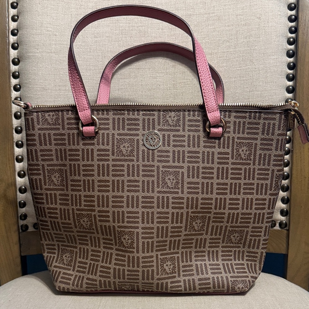 Anne Klein Pink and Brown Patterned Tote